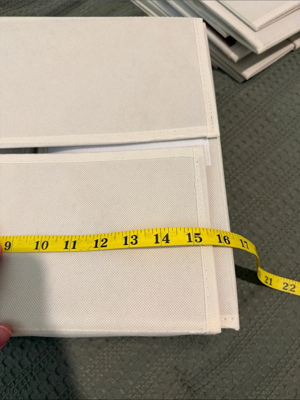 Set of 5 Cream Fabric Storage Binder with Brown Accent - Home Accents closet